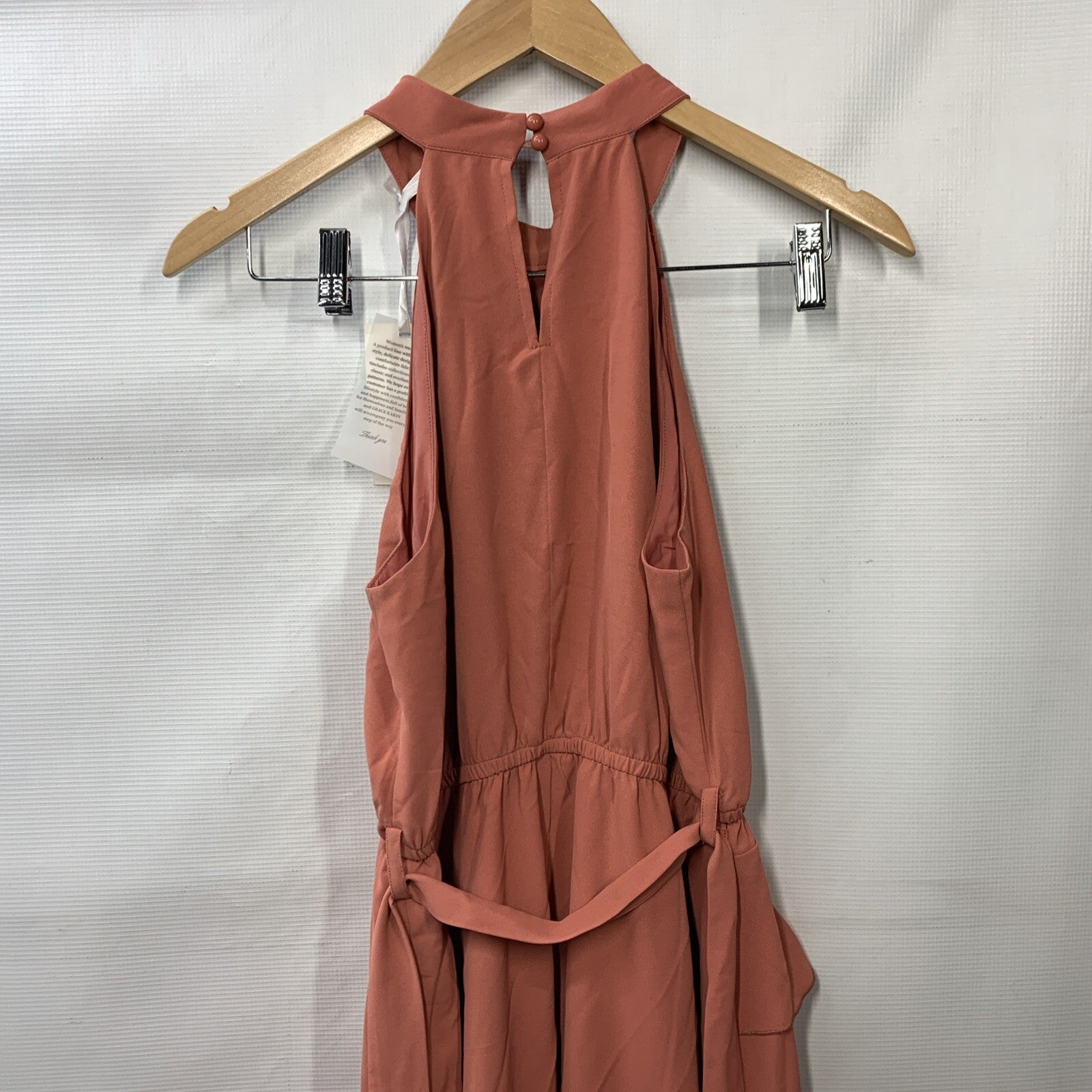 Grace Karin Pink Sleeveless Halter Dress Women's Large, Flowy  Long Ruffle Small