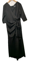 Alex Evenings Women's Long Surplice Dress Black V-neck Party & Cocktail Size 16