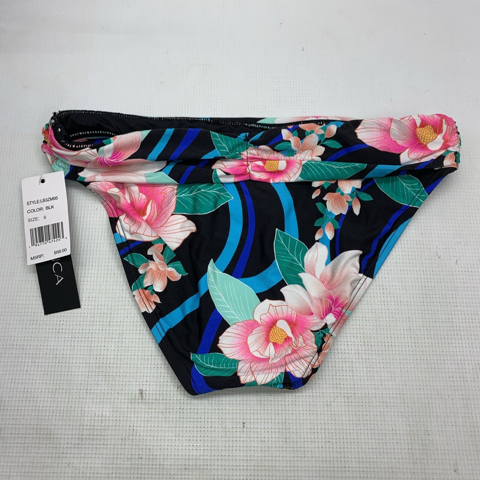 La Blanca Tropical Print Ruched Sides Foldover Swim Bottom Underwear Size 6