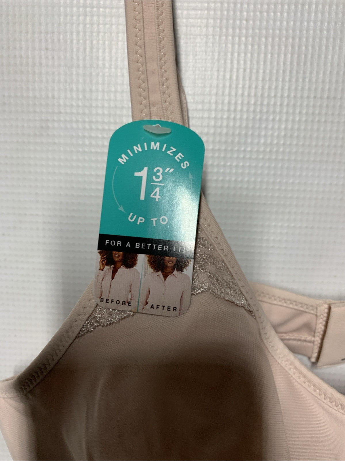 Bali women's underwire minimizer bra in 34C with silky lining, offering comfort and support, from The Family Flips.