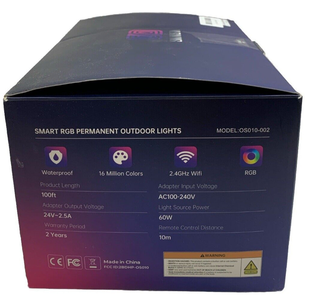 SMAVISTA Smart RGB Permanent Outdoor Lights AC100-240V 60W 100ft for Christmas