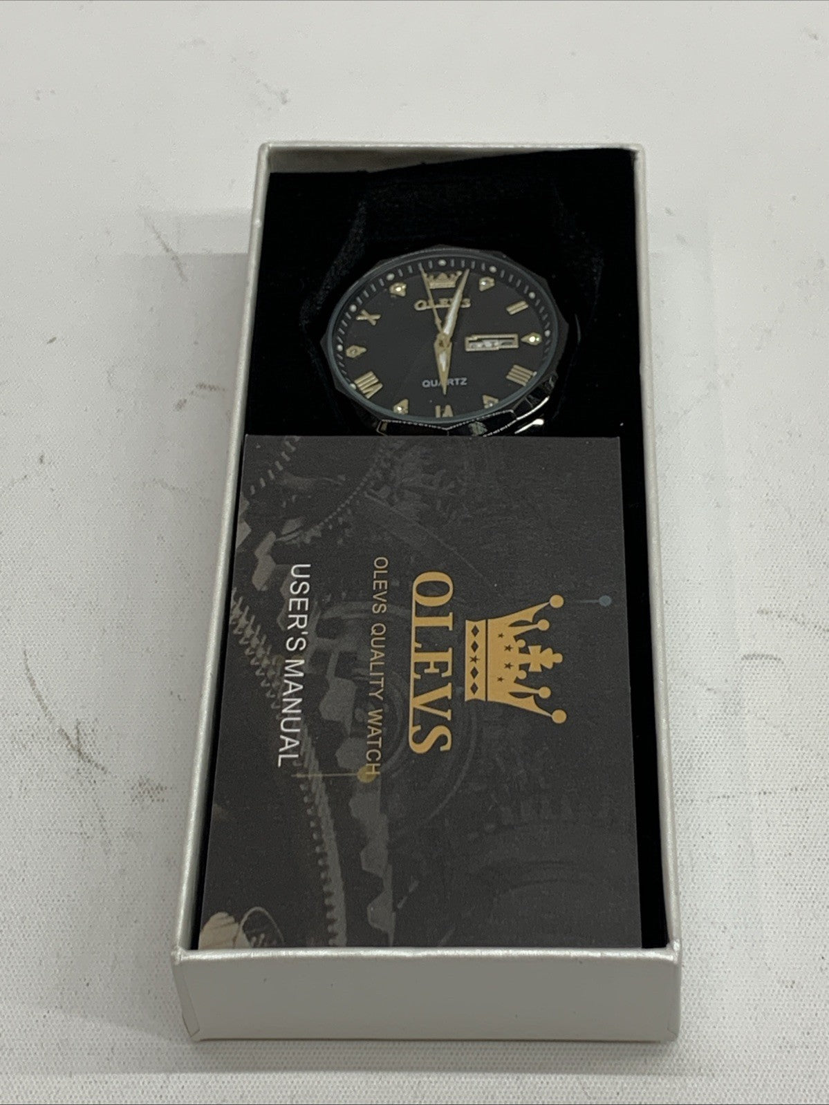 OLEVS Watch for Men Diamond Business Dress Analog Quartz Stainless Steel Waterpr