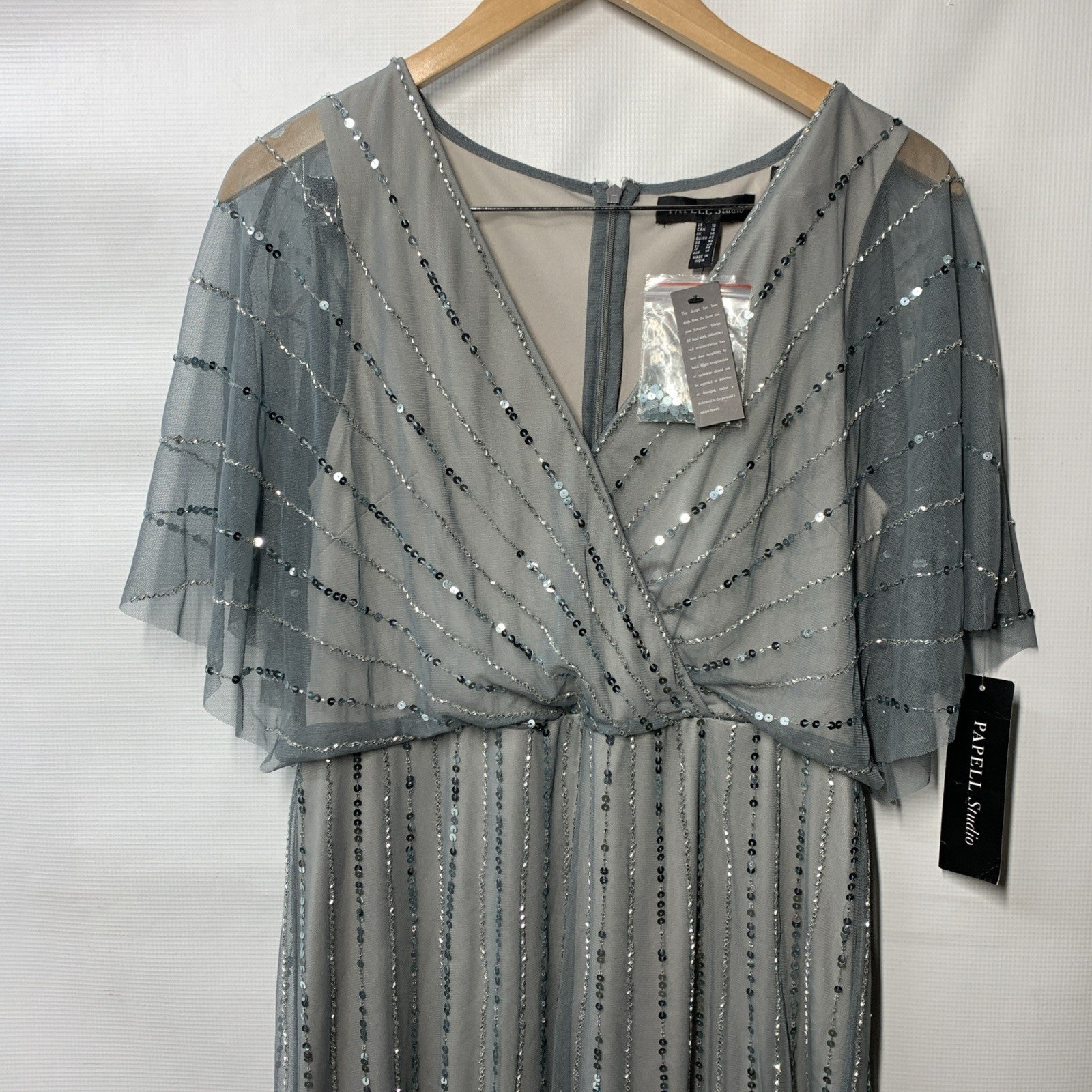 Adrianna Papel Studio Women's Lined Bodice Flutter Sleeve Formal Dress Size 10