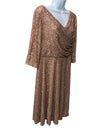 Gold sequin A-line dress for women with 3/4 sleeves, size 12P, from Alex Evenings, featuring elegant sequin detailing.