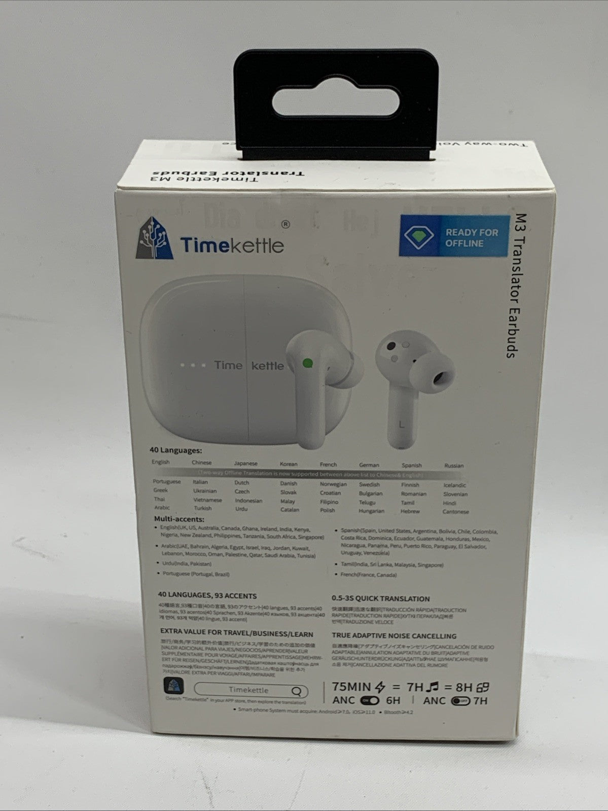 Timekettle M3 Language Translator Earbuds Online & Offline Translation White