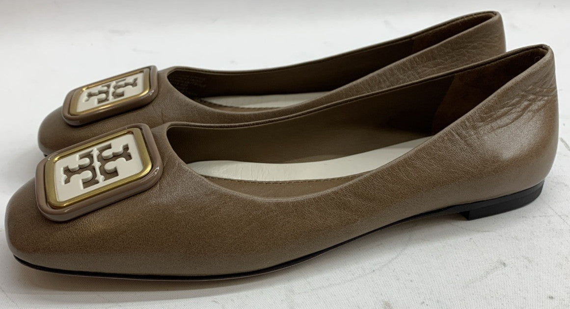Tory BURCH Almond Flour 200 Georgia Ballet Goat Leather Size 6M Slip-on Shoes