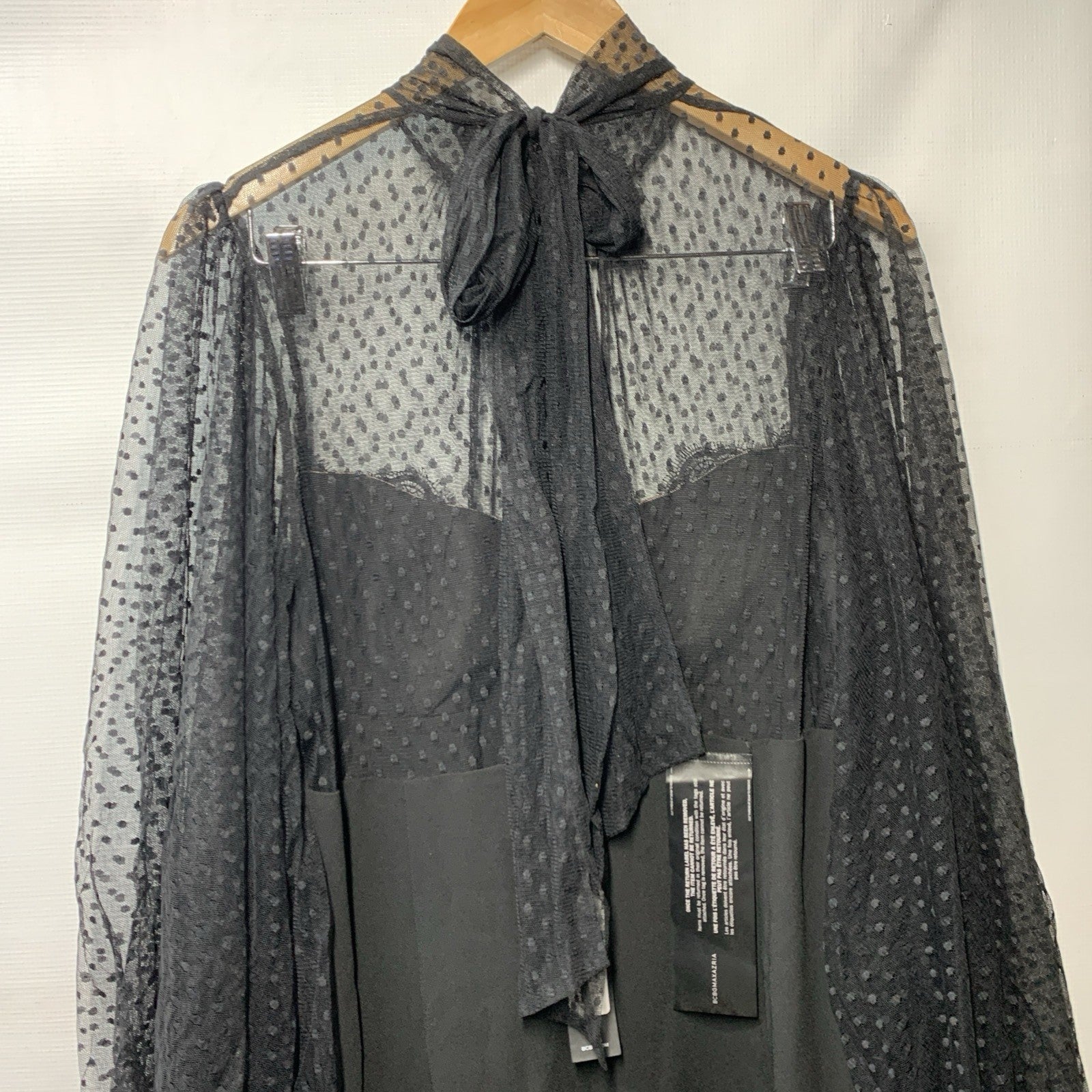 BCBGMAXAZRIA Women's Long Puff Sleeve Mock Neck Mini Evening Dress Black Size 16