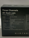 Azacvb Three Channels 4K Dash Cam 8MP HD Camera Video 2.0
