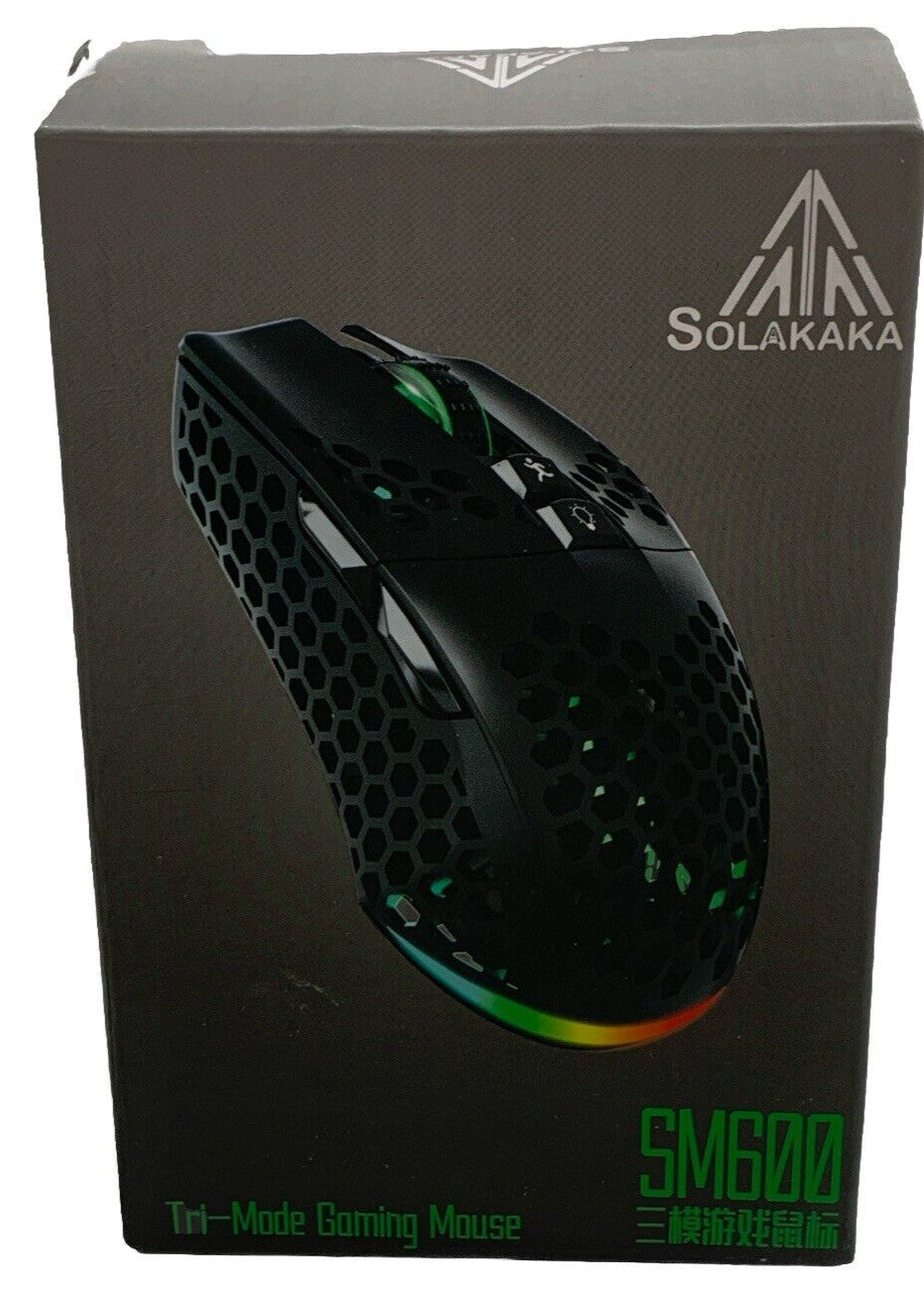 Solakaka Tri-mode Gaming Wireless Mouse SM600 White with RGB Light for Laptop/PC