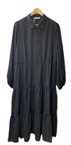 Jasambac Womens Casual 3/4 Sleeve Shirt Dress Button-Up V Neck Size 2XL, Black
