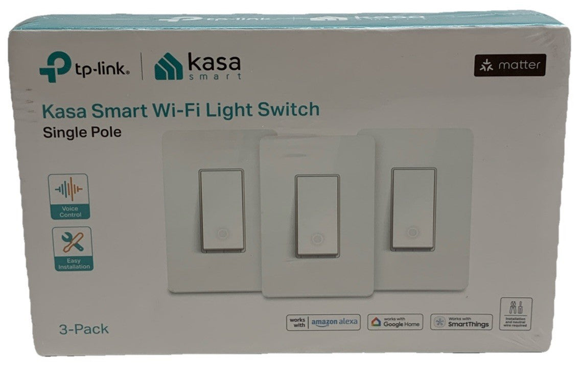 Kasa Smart Wi-fi Light Switch Single Pole Work with Alexa and Google Home 3 Pack