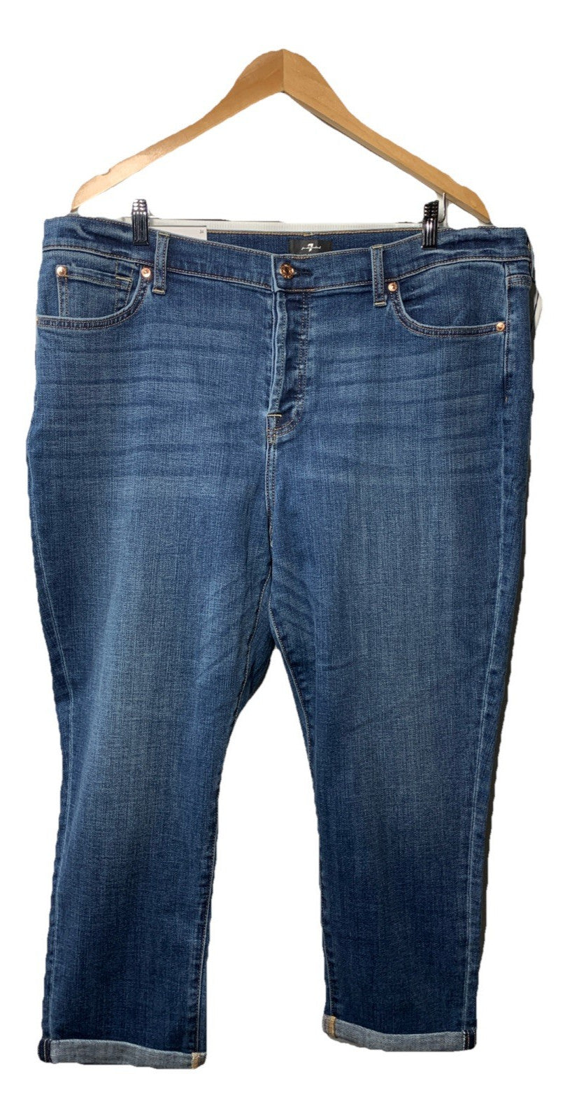 7 For All Mankind Josefina Feminine Boyfriend Jean Long Pant with Pocket Size 34