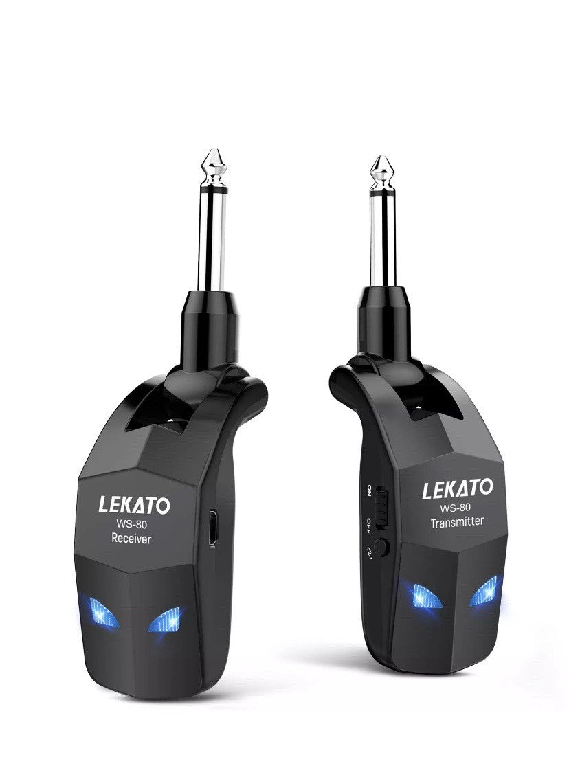 LEKATO 2.4Ghz Wireless Guitar System with 4 Channels Wireless Transmitter Rec