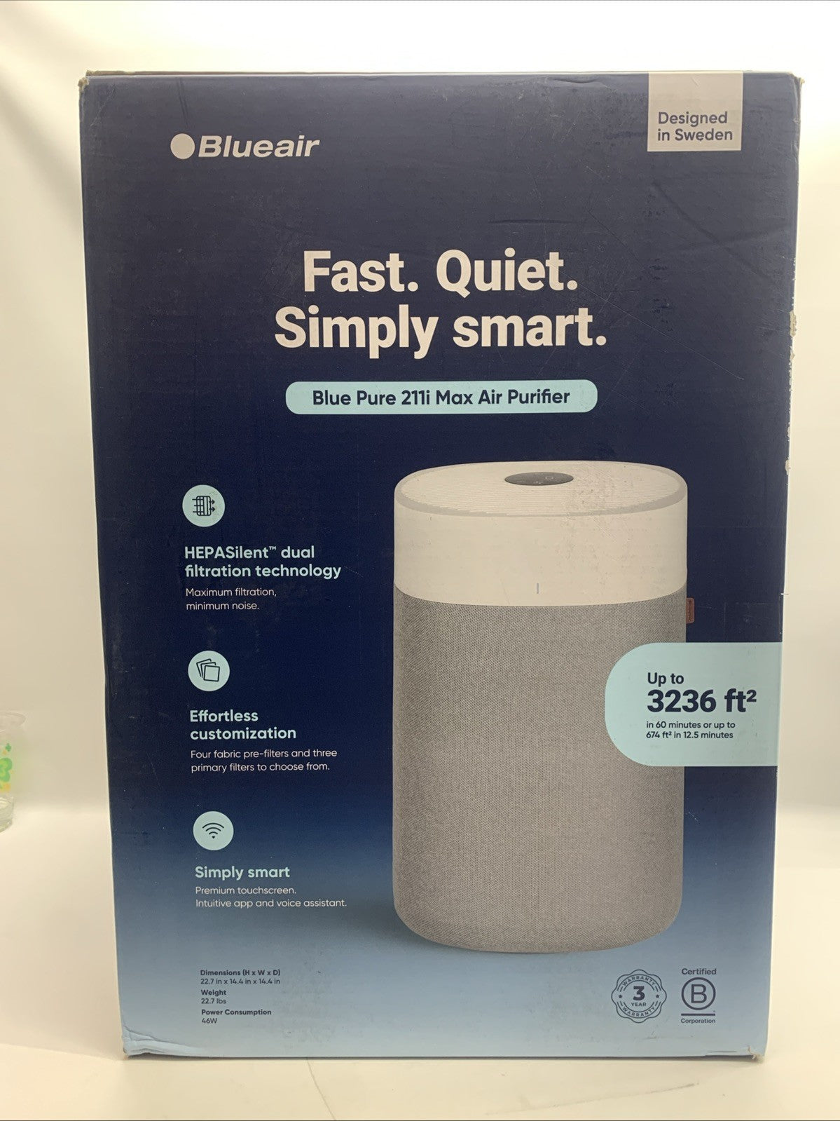 BLUEAIR Air Purifiers for Large Rooms Cleans 3,048 Sqft In One Hour, HEPA Silent