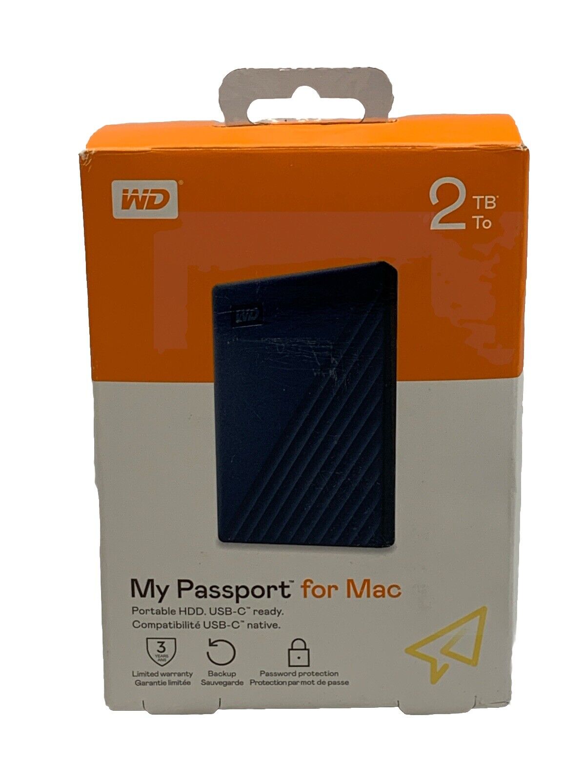 WD - My Passport 2TB External USB C 3.0 Portable Hard Drive HDD - Black for Mac