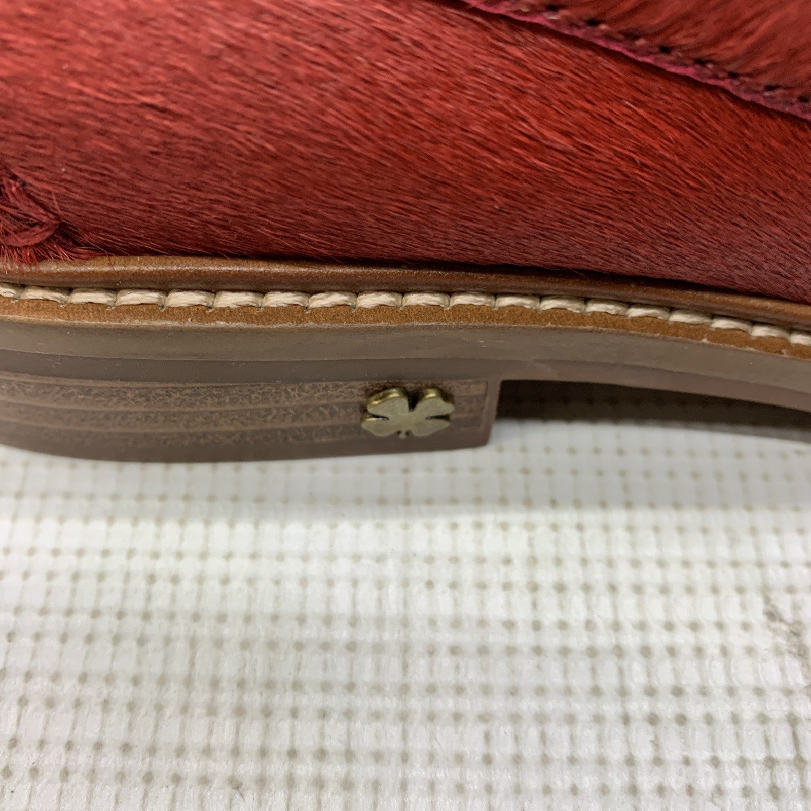 Lucky Brand Bossa Nova Red Calf Hair Size 7.5M Slip-on Loafer Shoes LK-SALIMA2