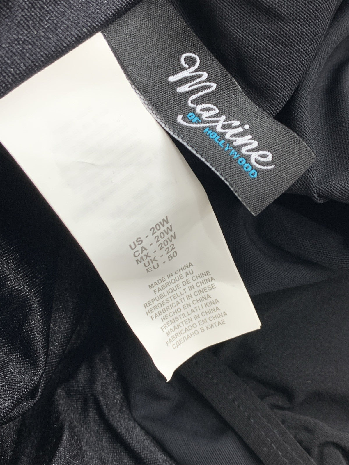 Maxine Of Hollywood MW9MD45 Swim Romper One Piece Swimsuit 20W Black Swimwear