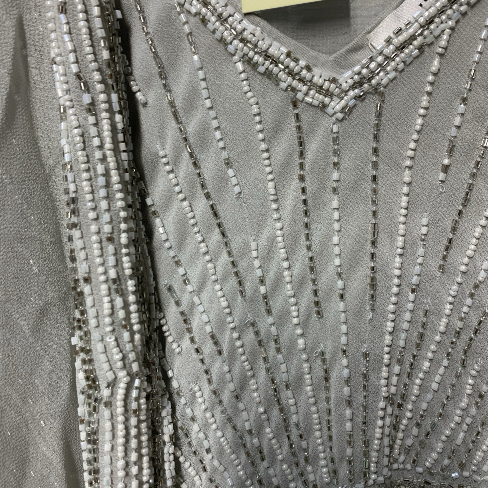 J Kara V-Neck Sleeveless Long Formal Dress With Matching Jacket Silver Size 14W