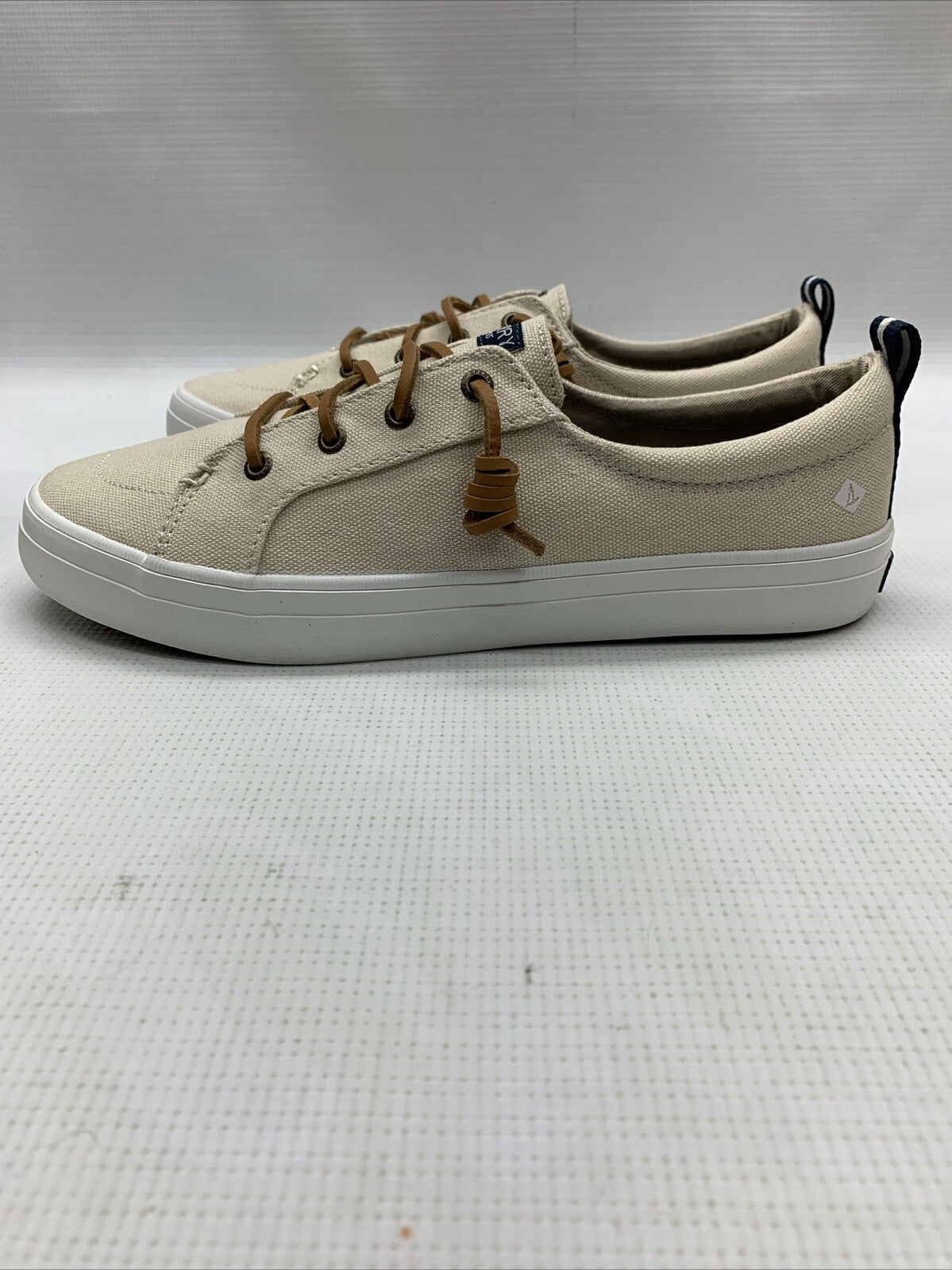 Sperry Womens Crest Vibe Linen Sneaker Oat Size 9.5 Lace-up Shoes Classic Casual