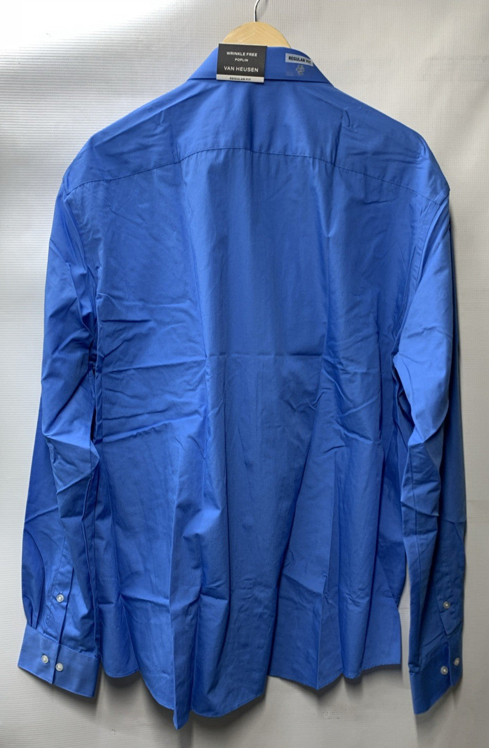 Van Heusen Men's Long Sleeve Dress Shirt Regular Fit Poplin Solid Size 2XL Blue