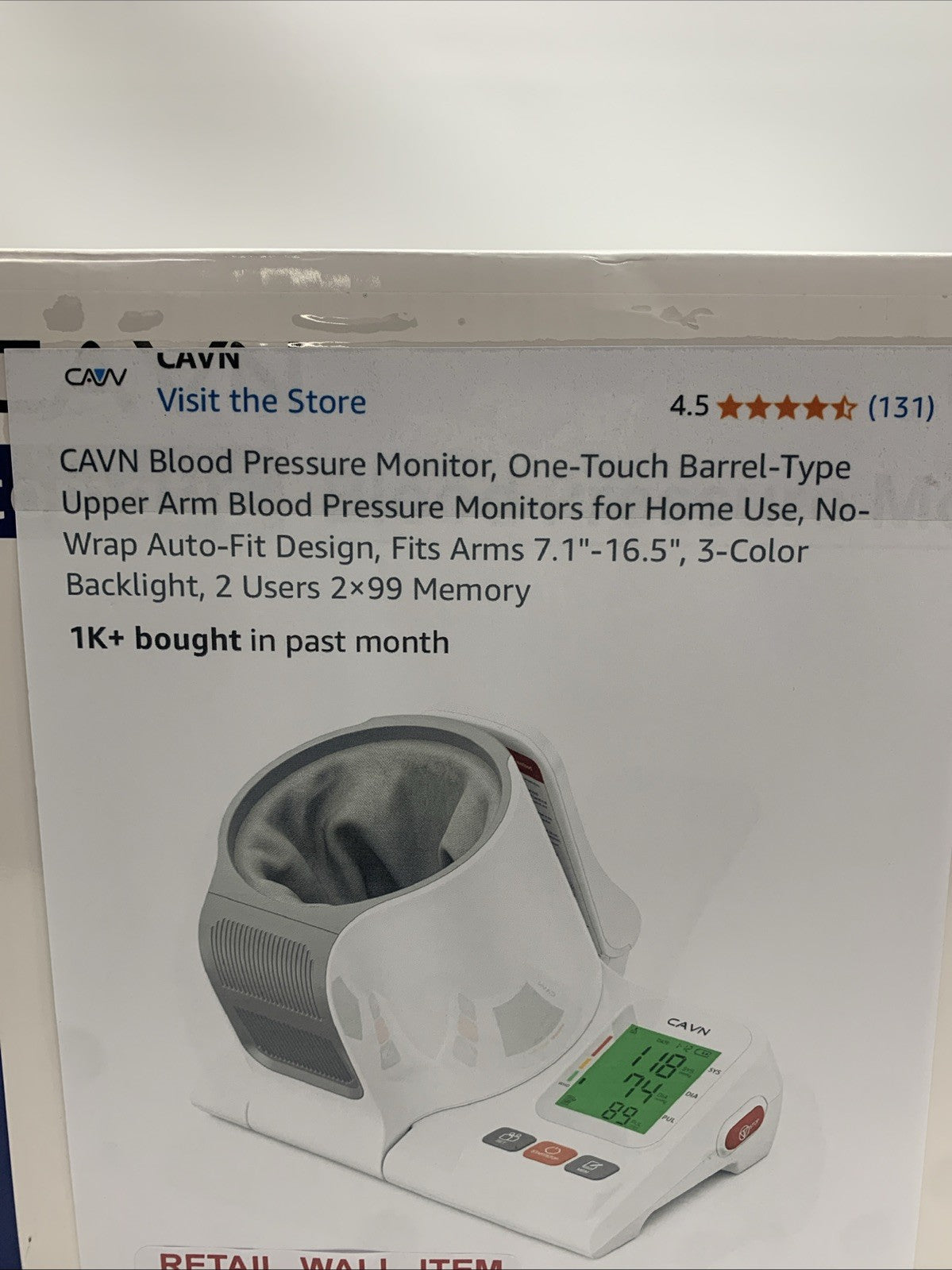 CAVN CH-S692L Automatic Blood Pressure Monitor, One-Touch Barrel-Type Upper Arm