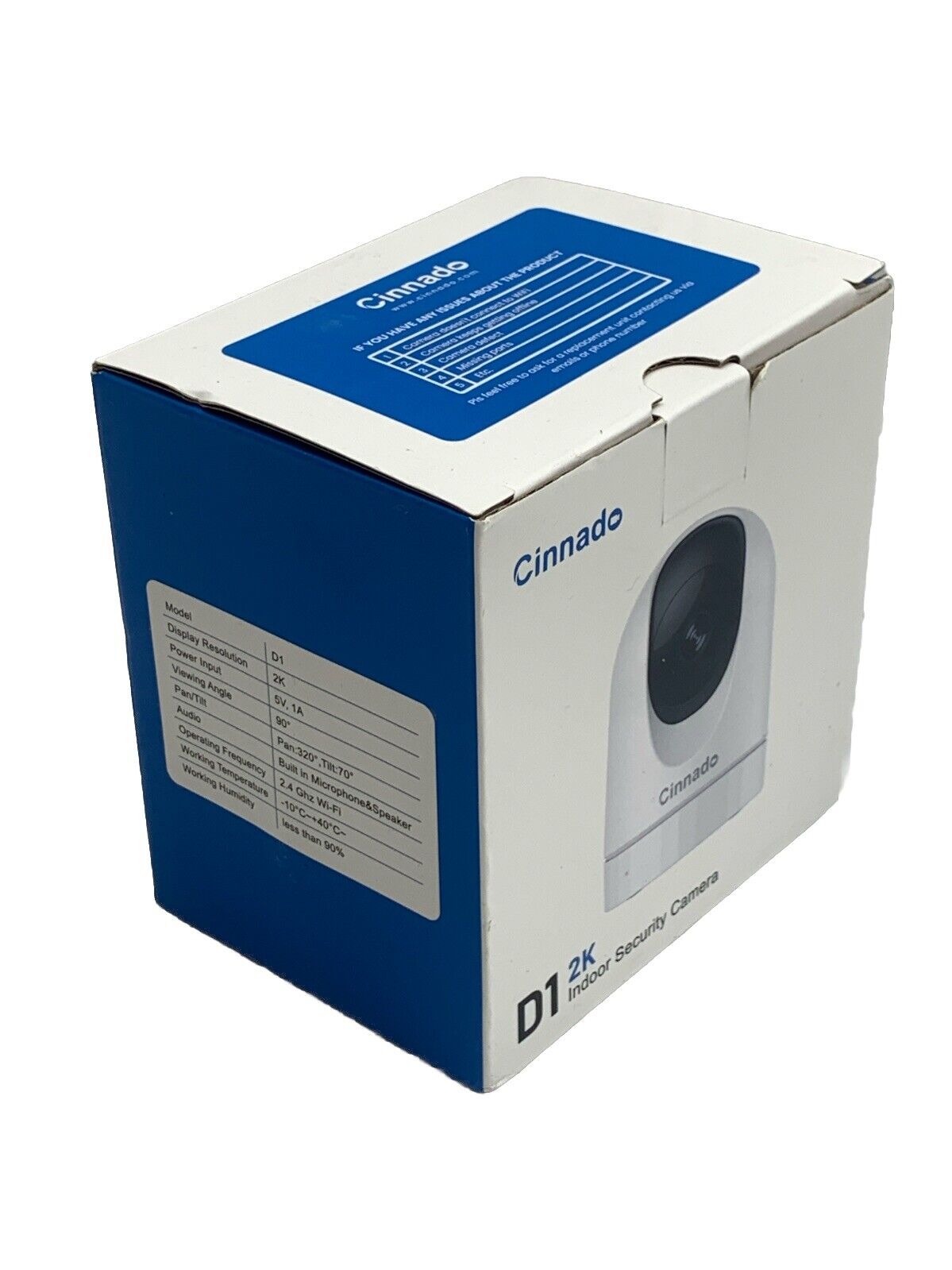 Cinnado Security Camera Indoor-2K 360° Wifi Cameras Home Monitor Security White