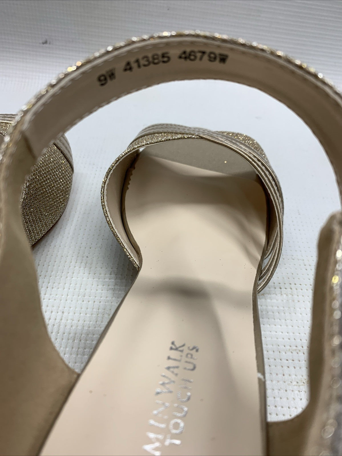 Touch Up Foster Womens' Heeled Sandals Gold 4679W Size 9W Hook & Loop Open Toe