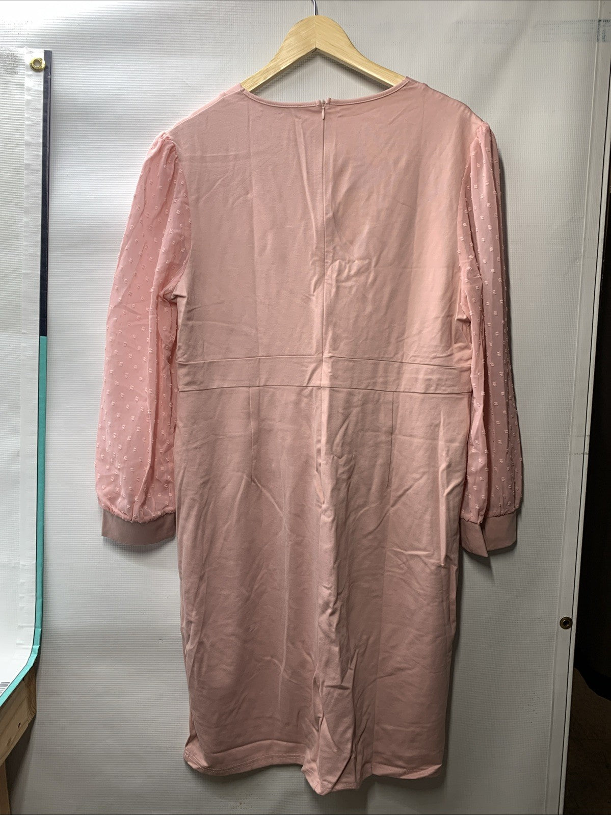 GRACE KARIN Flowy Wrap V Neck Long Sleeve Glitter Chiffon Belted Dress - Sz 2XL