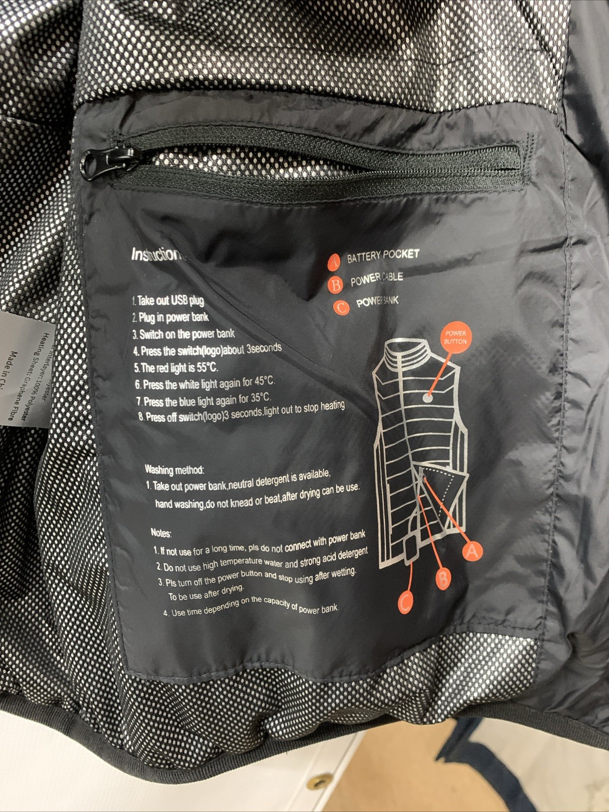 EAY Men's Lightweight Rechargeable Heated Vest Zipper Size S Sleeveless Black