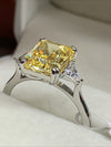 Radiant Cut Yellow Sterling Silver .925 CZ 3 Stone Engagement Ring Size 8.5