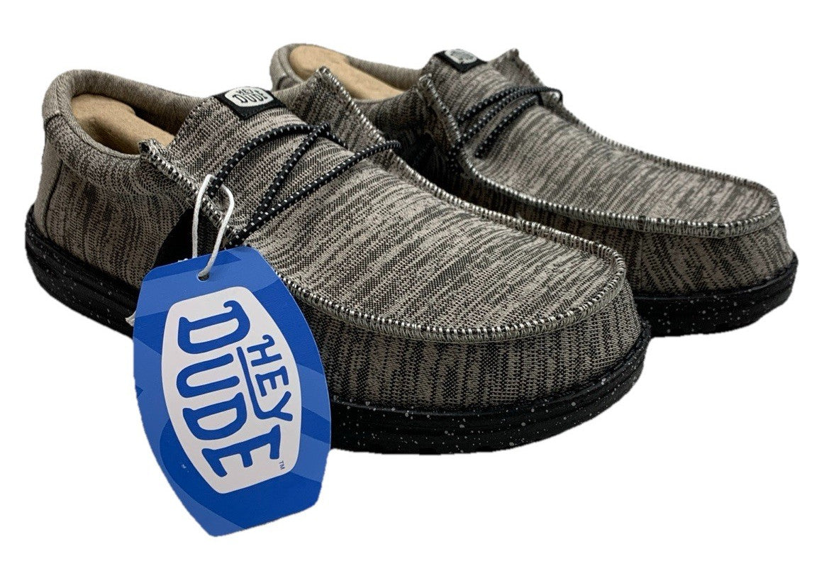 Hey Dude Wally Sport Knit Dark Grey Men's Loafers 40536-02 Size M9 Slip On Shoes