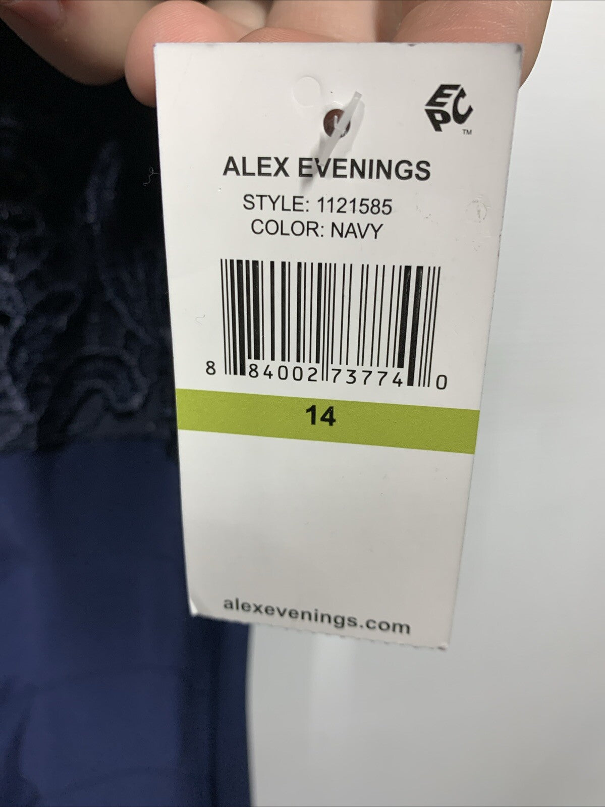 Alex Evenings Womens Navy Matte Jersey Formal Evening Dress Gown 14 Sleeveless