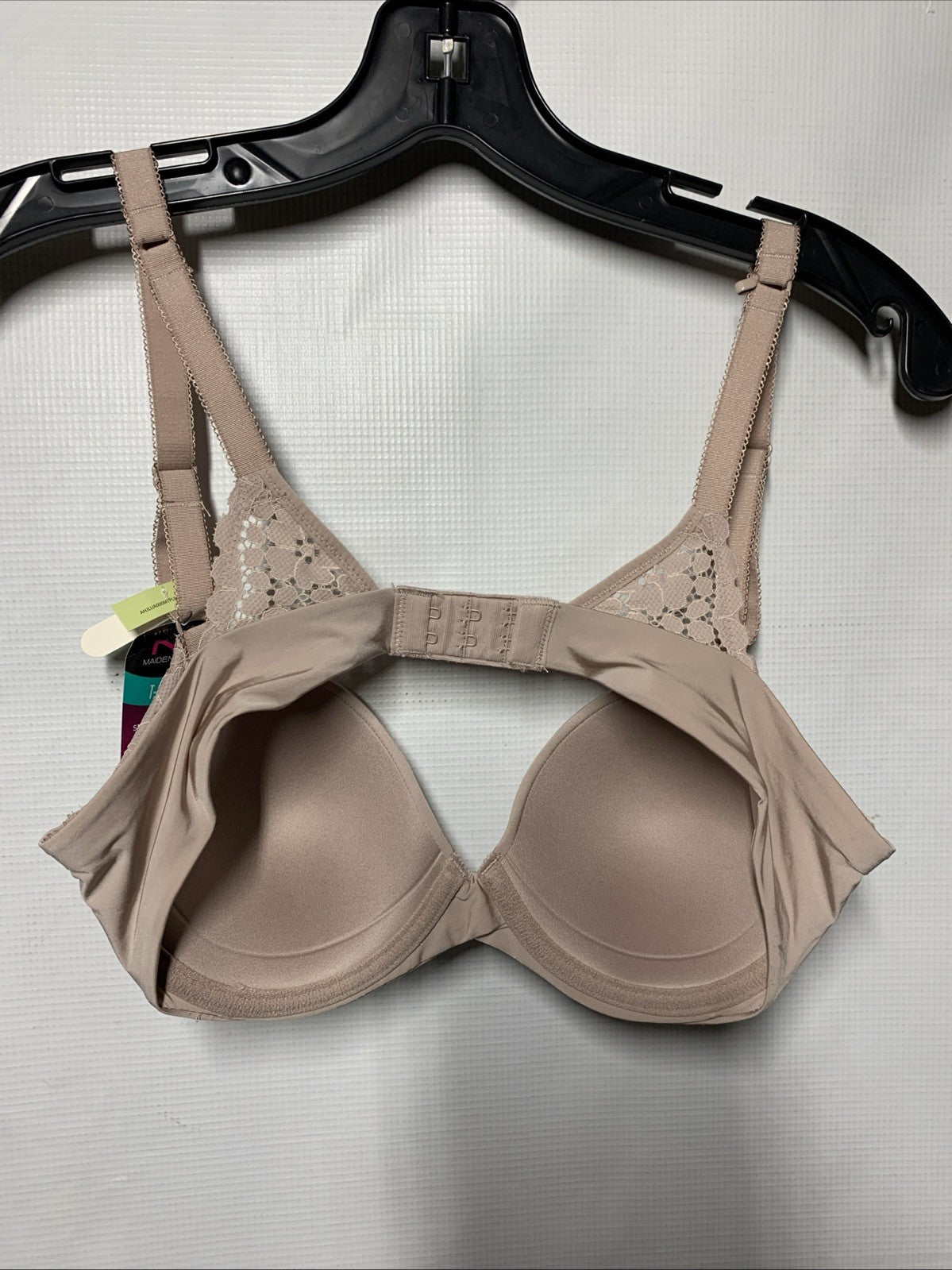 Maidenform DM7543 Underwire One Fab Fit Demi T-Shirt Bra in light beige, size 34B, with smooth cups and underwire support.
