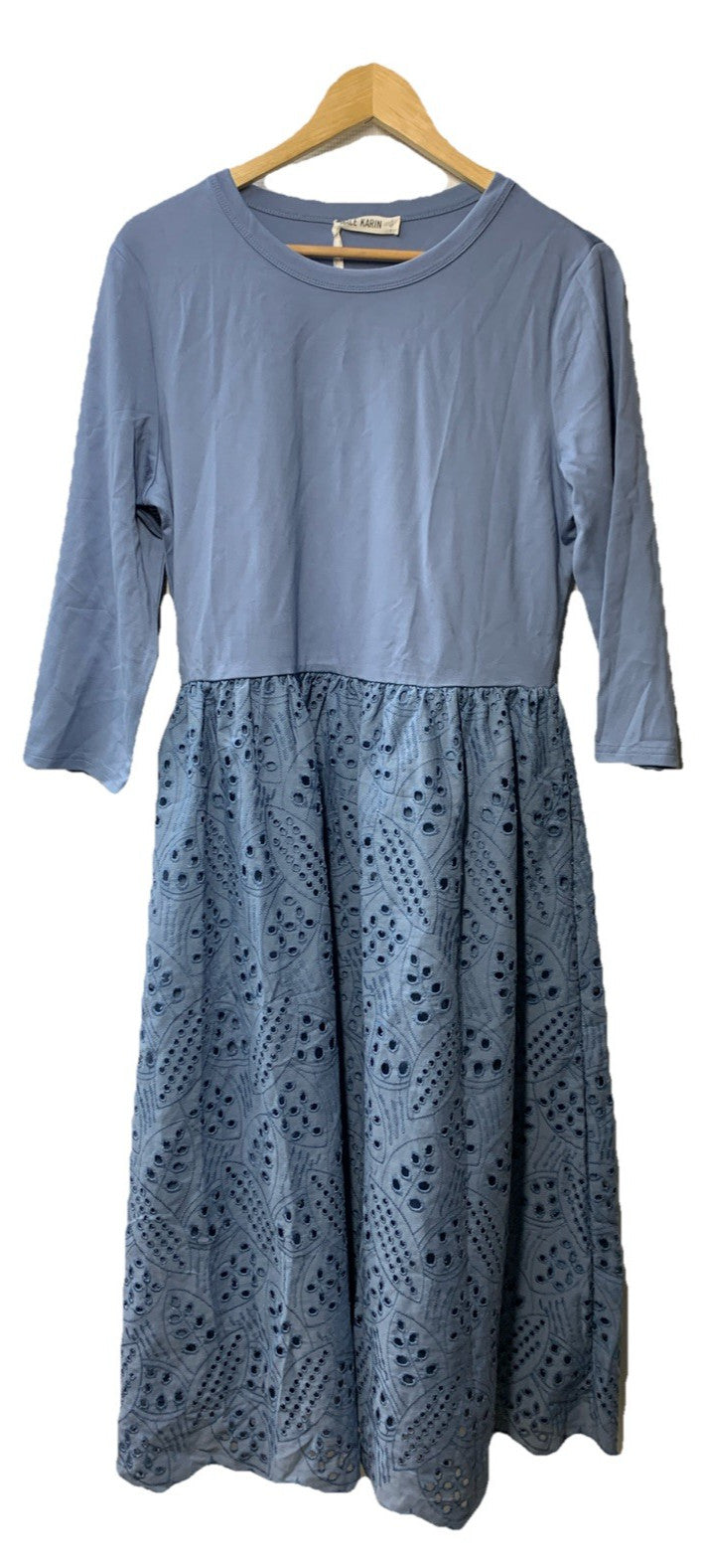 GRACE KARIN Womens Summer 3/4 Sleeve Casual Flowy Dress w/Pockets Size XL Blue