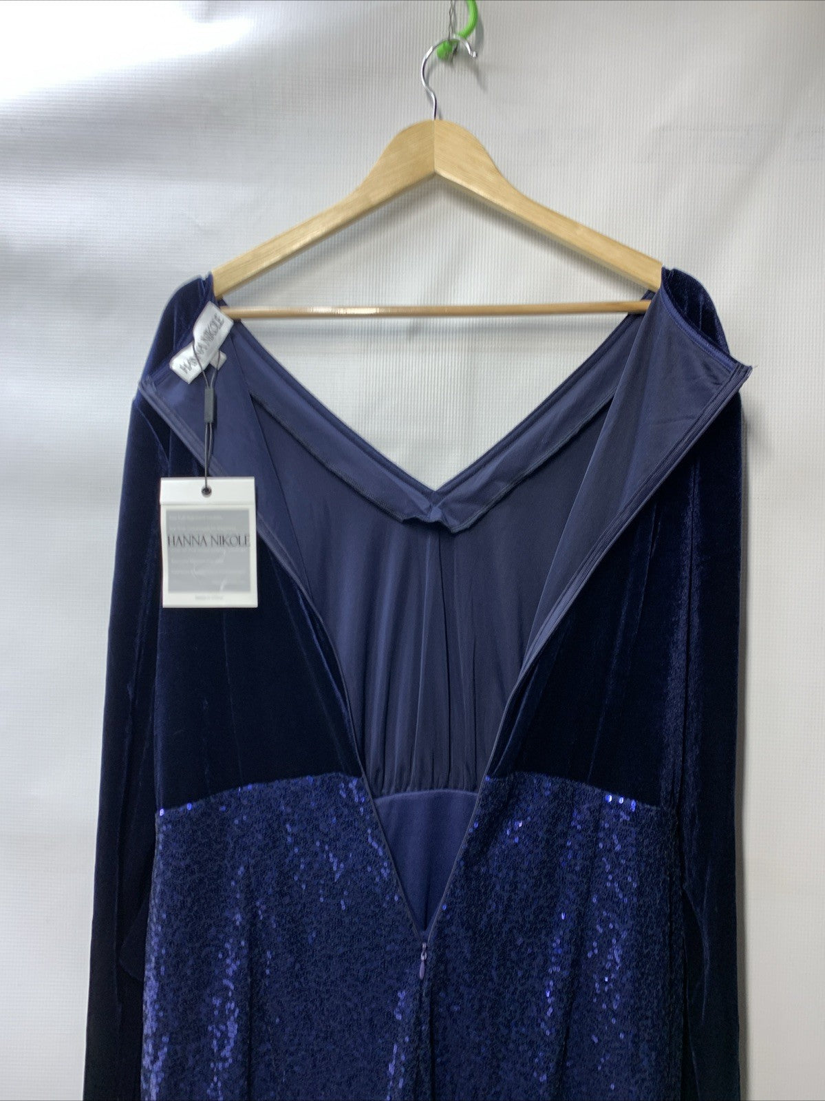 Hanna Nikole Women's Plus Size Velvet Side Slit Sequin Dress V Neck - Size 18W