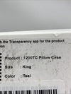 Carressa Linen Luxury Pillow Case 100% Supima Cotton 1200 Thread Count King Teal