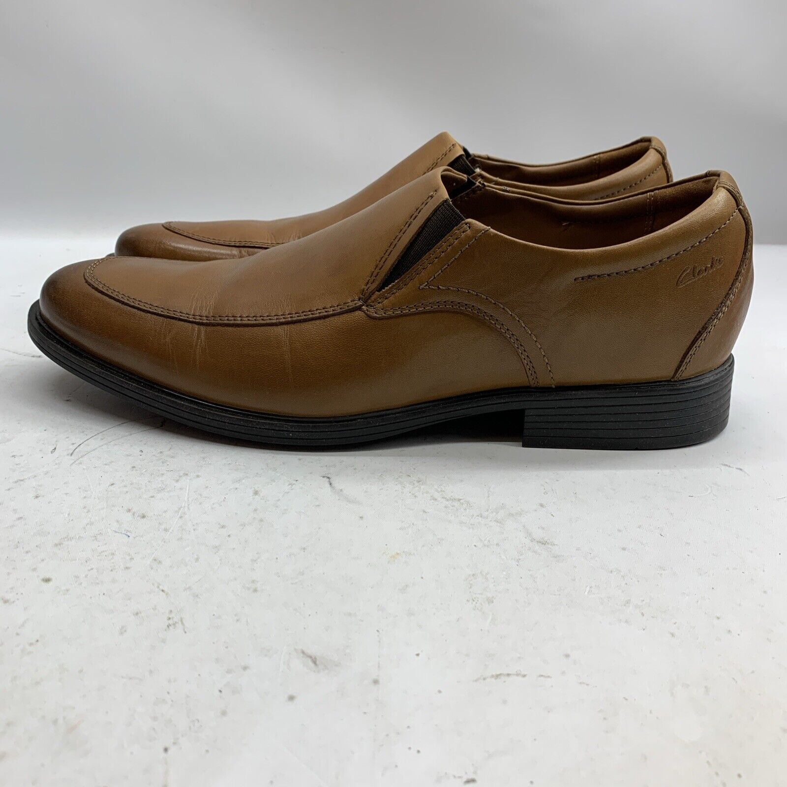 Clarks Mens' Brown Leather Whiddon Step Slip-On Loafer Size US 10 Slip-on Brown